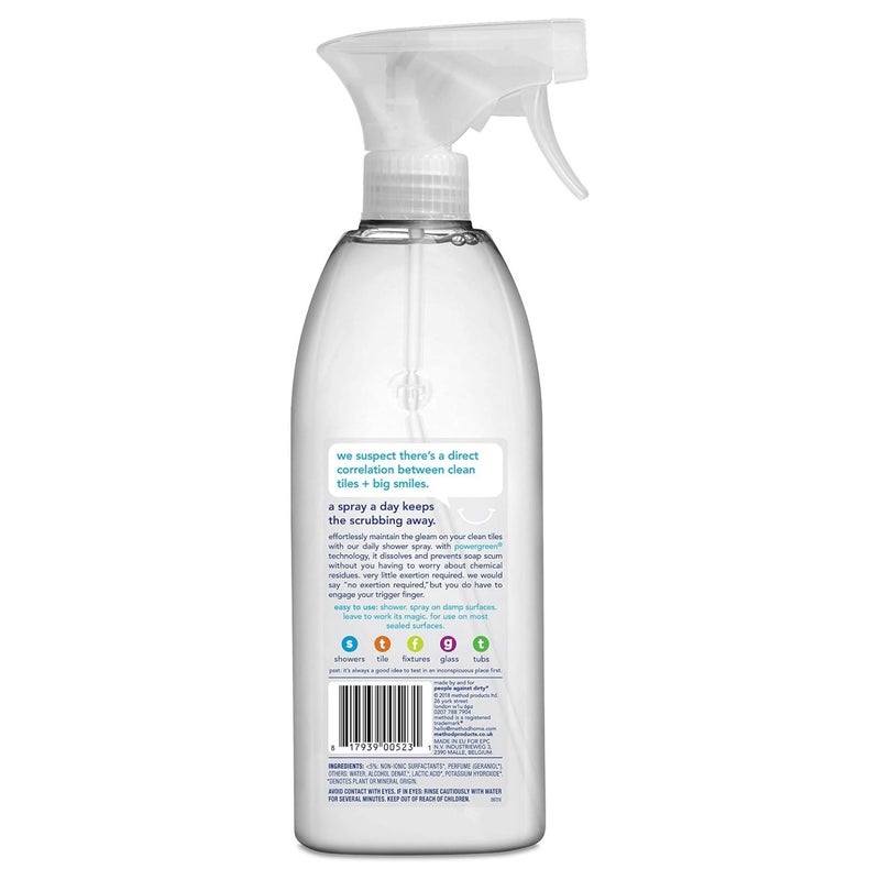 Method Daily Shower Cleaner Spray, Prevents Soap Scum & Mildew, No Scrubbing Required - 828 ml - Image 2